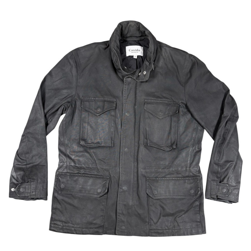 Corridor NYC Jacket Men's M65 Waxed Biker Field Utility Coat Black Sz M